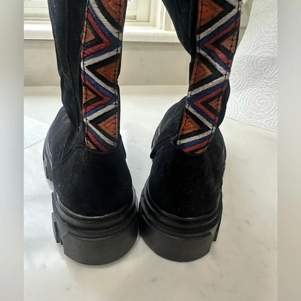 FARM RIO Faux Suede Tall Shaft Boots, vegan leather, black